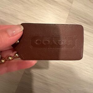 Coach Vintage Brown Large Leather hangtag Keychain